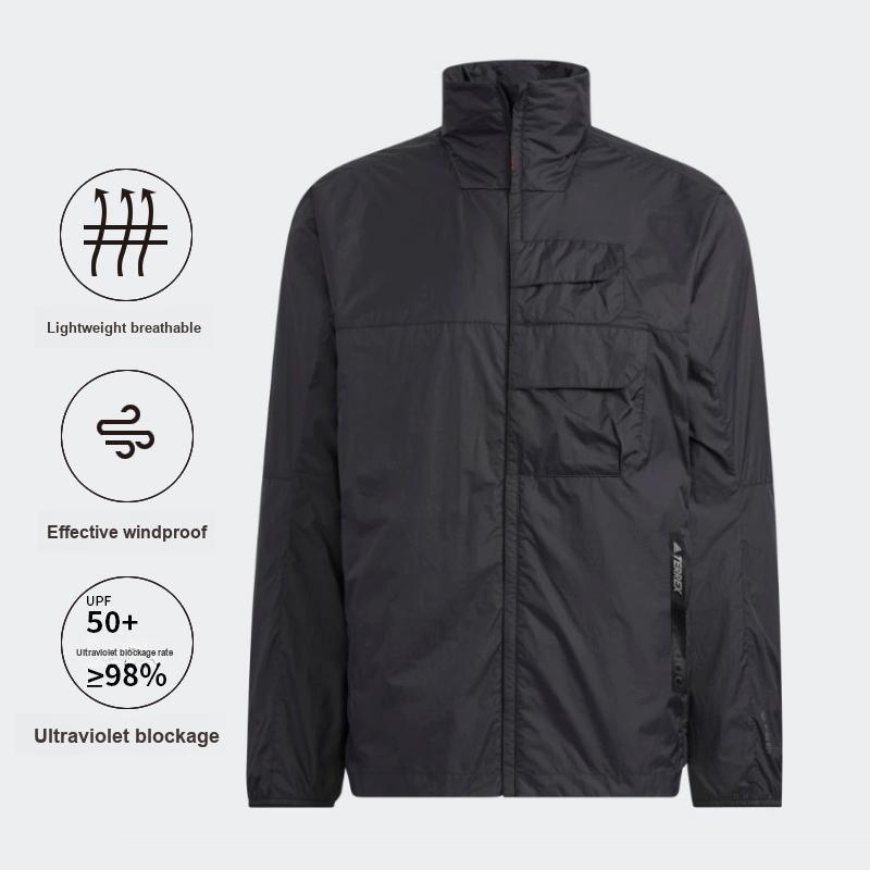 Adidas Куртка с капюшоном и длинным рукавом для защиты от солнца, мужские куртки, черная HN4535