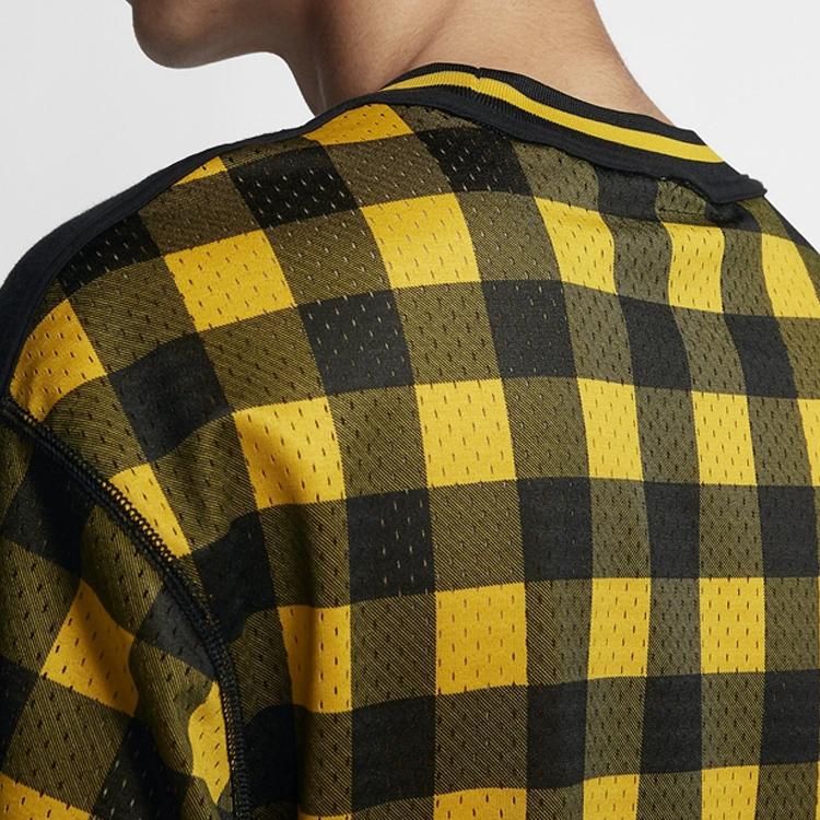 Nike Клетчатая футболка с коротким рукавом и логотипом, мужские топы, черная BV4545-010