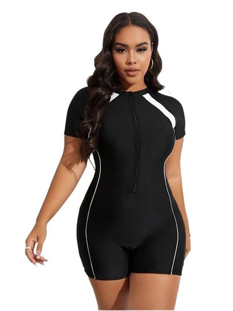 Рашгард Плюс Размер Купальники Женский Бикини 2025 Серфинг Костюм Короткий Рукав Купальник Цельный Женский Купальник Монокини Пляжная Одежда