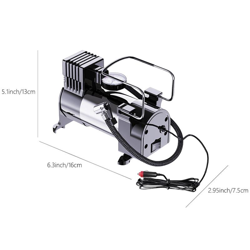 12V Electric Tire Inflator with Pressure Gauge Car Tire Pump Mini Air Compressor Heavy Duty Deluxe Portable Metal Air Compressor