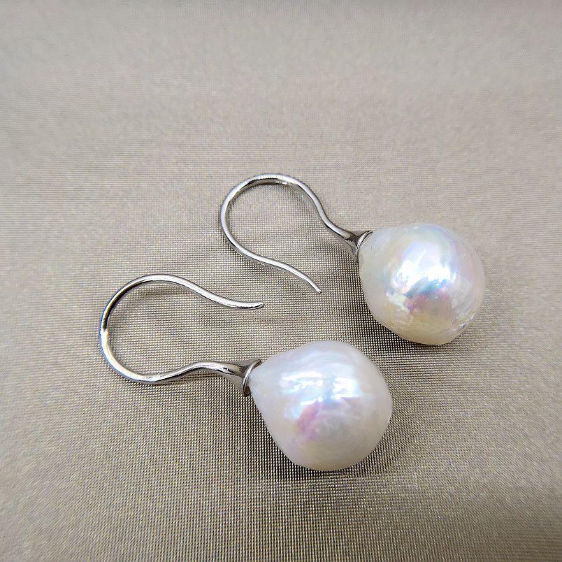 Женские серьги с белым жемчугом в стиле барокко неправильной формы, стерлинговое серебро 925 пробы, серьги с рыболовными крючками, жемчужные серьги, подарки для девочек