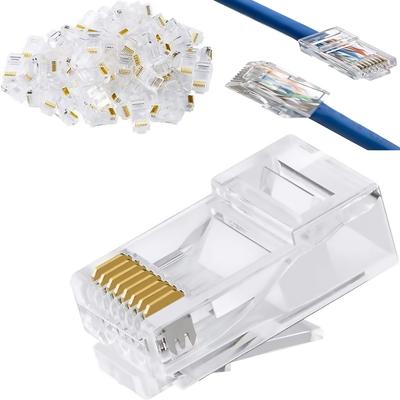 Концы Cat6 RJ45, разъем Cat6, разъем Cat6 / Cat5e RJ45, обжимные разъемы кабеля Ethernet, сетевой разъем UTP для одножильного провода и