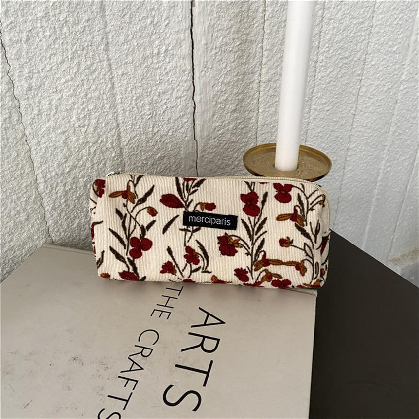 Пенал Корейская Канцелярия Ретро Цветочный Пенал Для Девочек Материал Escolar