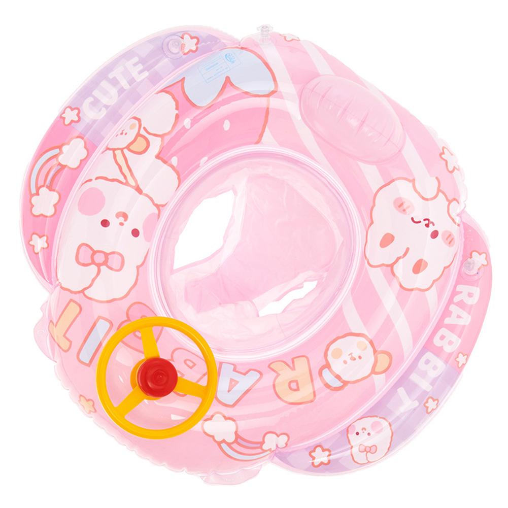 Swimming Lifebelt Ring PVC Smooth Lifebuoy with Steering Wheel Wear-Resistant Reusable Convenient Children for Summer Vacation