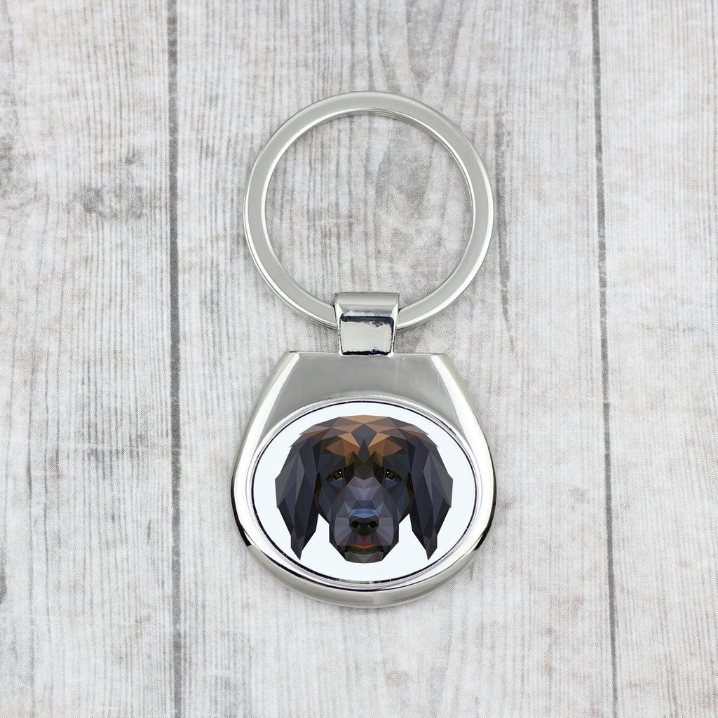 Leonberger - Geometric Keychain with a Photo and the Inscription Art-Dog