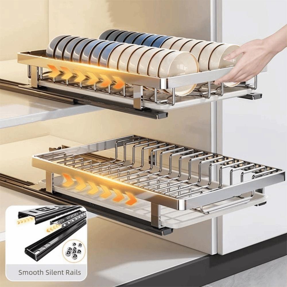 Drawer Type Kitchen Dish Racks Large Dish Drainer Storage Rack Slide Out Pantry Shelves  Kitchen