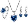 Love Zircon Ear Buckle Women's Ring Heart Pendant Necklace Three-piece Set