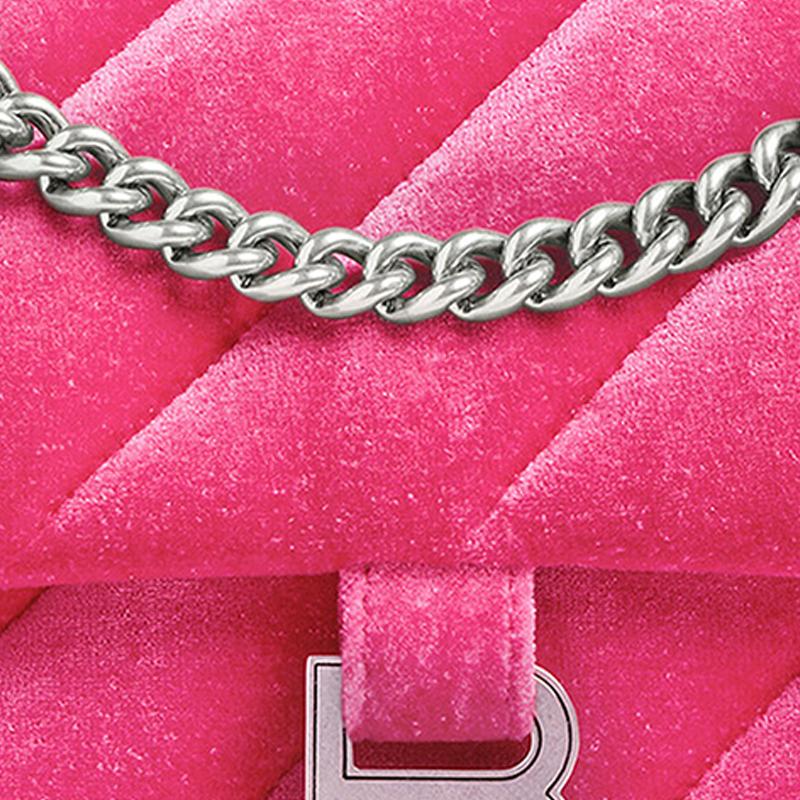 Balenciaga Studded Magnetic Closure Nylon Crossbody Shoulder Bag Small Women bags Bright-Pink 7163512AAPG5639