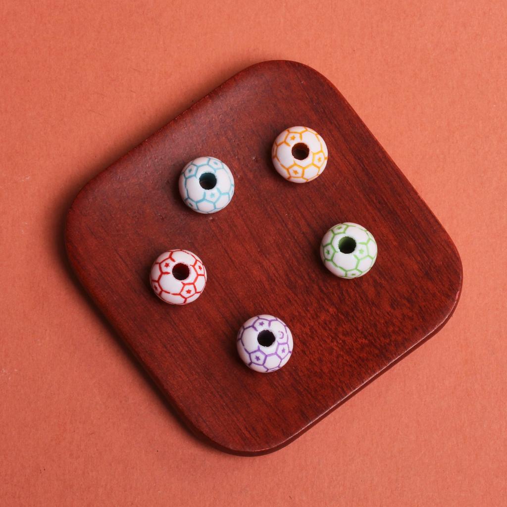 Хорошие подвески, круглые футбольные бусины с отверстием, акриловые, 5 шт., свободные бусины, футбольный мяч, 11 мм, 15,5 мм, баскетбольные браслеты, принадлежности для изготовления ювелирных изделий