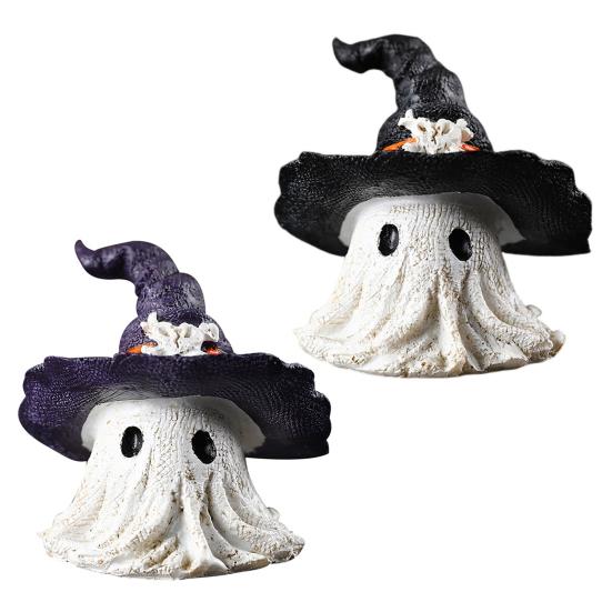 Halloween Ornament Ghost Mage Style Resin Statue Playful Smile Face Figure Lightweight Halloween Party Decor