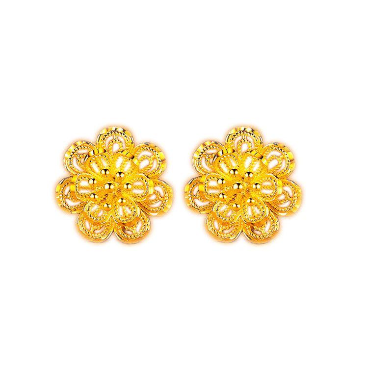 24K Gold-Plated Gold Stamen Flower Stud Earrings for Women – Elegant, Simple, Perfect Birthday Gift