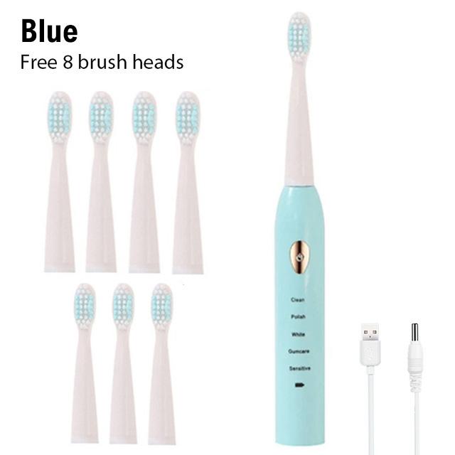 Clean Adult Black White Classic Acoustic Electric Toothbrush Adult 5-gear Mode USB Charging IPX7 Waterproof Acoustic Electric