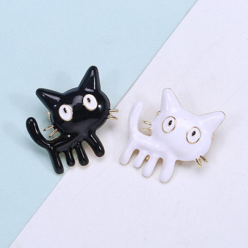 Blucome Модная черная эмалированная брошь в форме кошки для женщин, девочек, детей, шапки, воротник, корсаж, одежда, броши, аксессуары