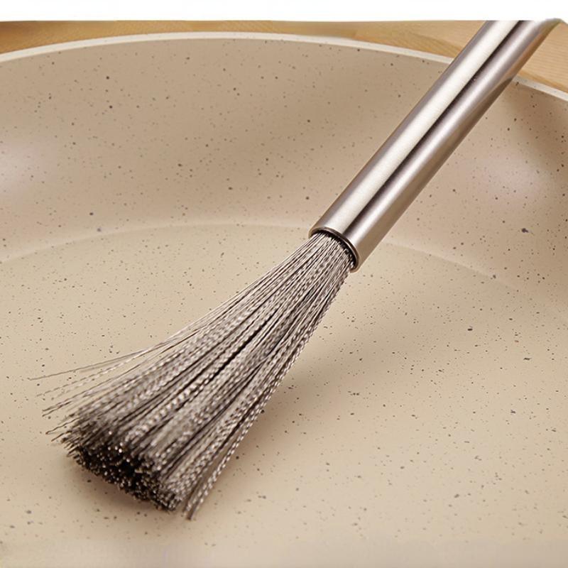 Kitchen Tools Stainless Steel Pot Brus Cleaning Brush Pot Utensil Scrubber Scouring Brush Dishwashing Descal Wire Brush