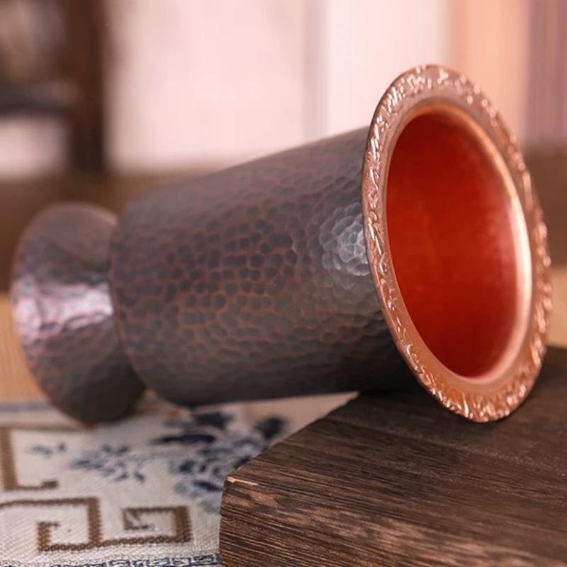 Винтажная кружка для кофе из чистой меди, утолщенная, с молотковой текстурой, 270 мл, кружка для завтрака и пива, ручная работа, стакан для чая, посуда