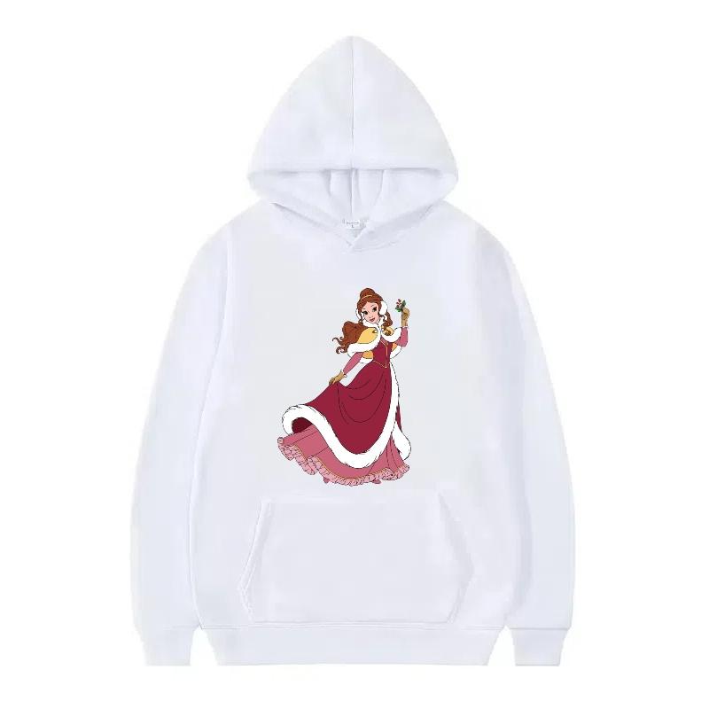Disney Beauty And The Beast Princess Pattern Woman Loose Black Autumn Tops Clothes Pullovers Ladies Cheap Y2k Hoodies Men Sporty