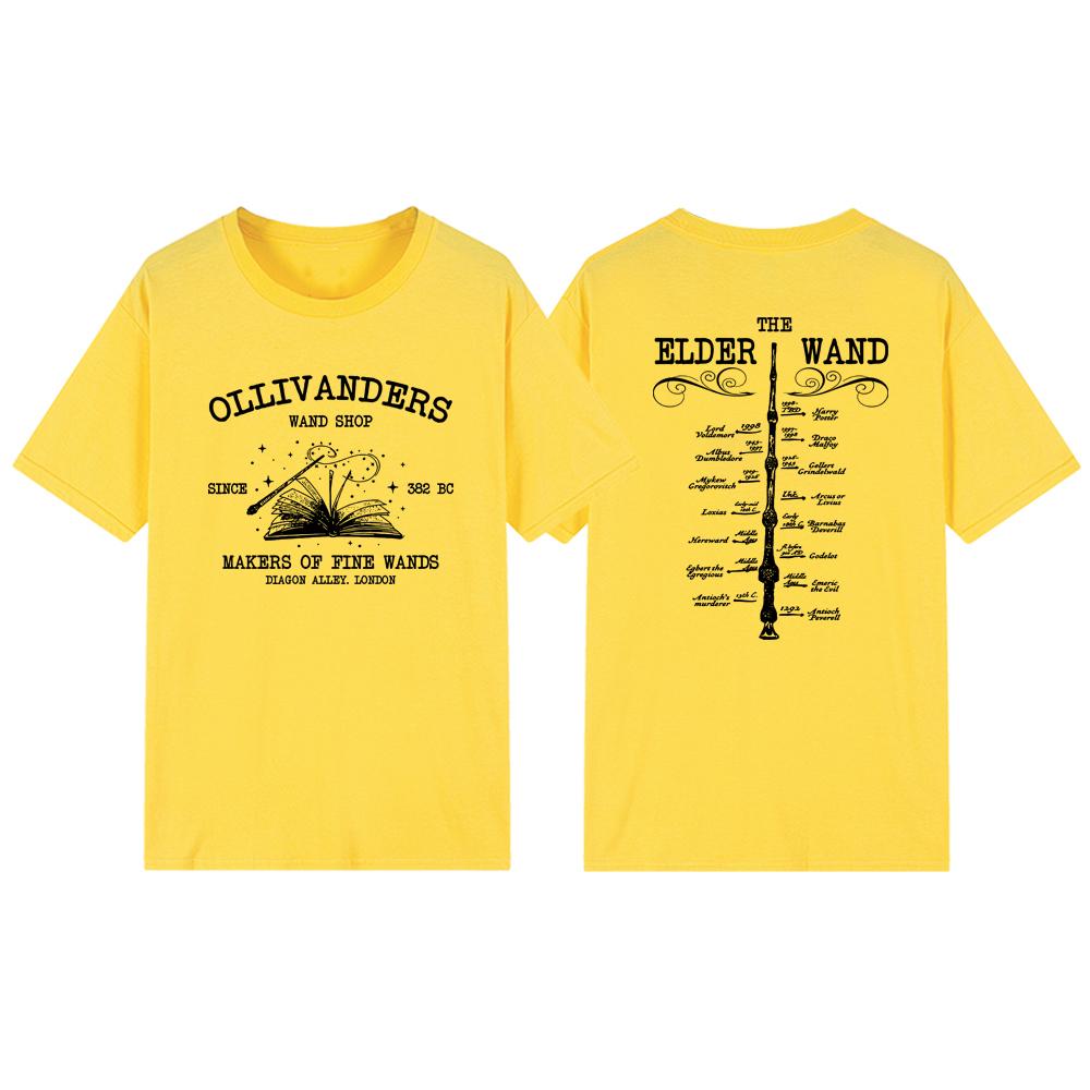 Футболки с волшебной палочкой Ollivanders Футболка с книжным магазином Wizard Футболки с волшебной палочкой Футболки с коротким рукавом в винтажном стиле унисекс с графикой Подарок HP Fan