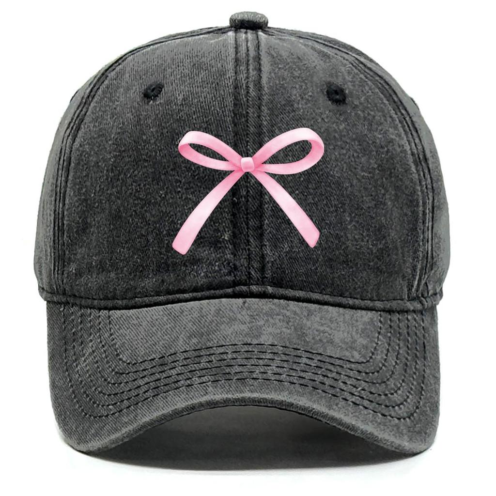 Розовая бейсболка-снэпбэк с принтом бантика, сетчатая шляпа, простая шляпа с необработанным краем, стильная однотонная шляпа-снэпбэк от солнца