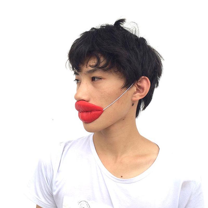 Props Jokes Sausage Red Lips Thick Big Mouth Halloween Funny Horror Latex Mask