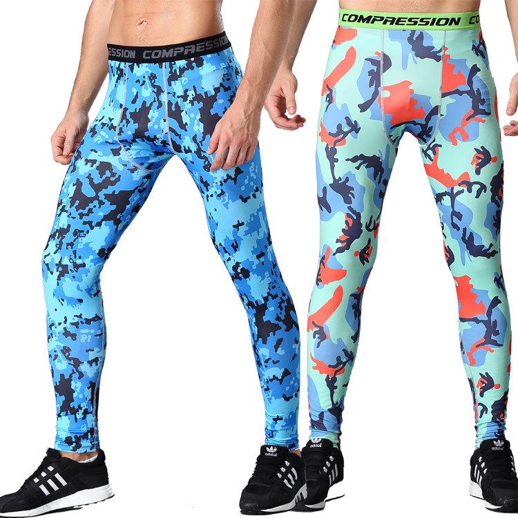 Мужские быстросохнущие компрессионные тайтсы для бега с камуфляжным принтом