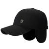 Men Winter Baseball Hat Long Brim Solid Color Windproof Cold Resistant Ear Protection With Earflap Cold Weather Father Outdoor Cap