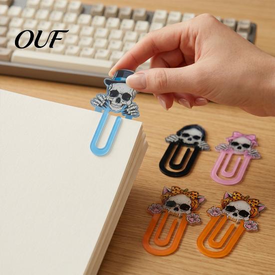 Student Study Essentials Halloween Cute Acrylic Bookmark, Durable Cartoon Page Marker, Portable Book Holders for School Elastic Clip Design Stationery