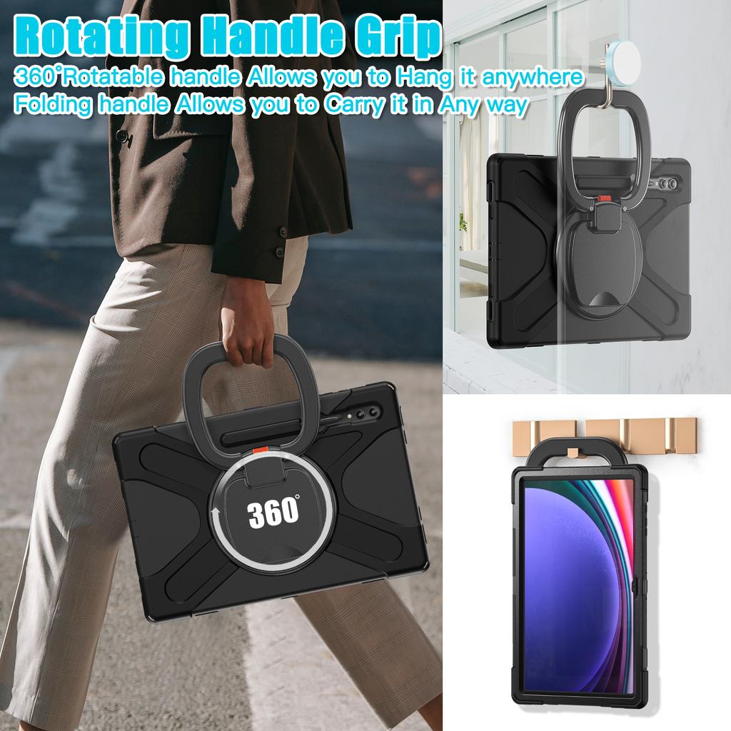 Прочный Чехол для Galaxy Tab S10 S9 S8 Ultra 2024 2023 2022 14.6" SM-X920 X926B X910 X916B X900 X906B 360 Поворотная Подставка Чехол