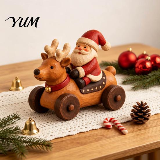 Indoor Winter Seasonal Accents Christmas Santa Claus And Reindeer Figurine, Resin Elk Car Ornament, Retro Xmas Party Table Centerpieces Style Desktop