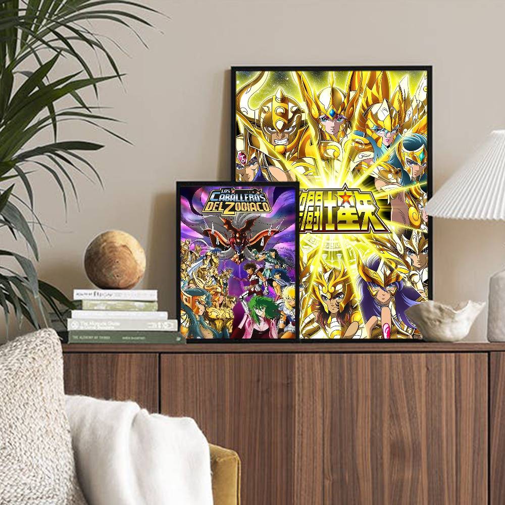 Classic Anime Saint Seiya Anime Posters Sticky Waterproof Paper Sticker Coffee House Bar Kawaii Room Decor