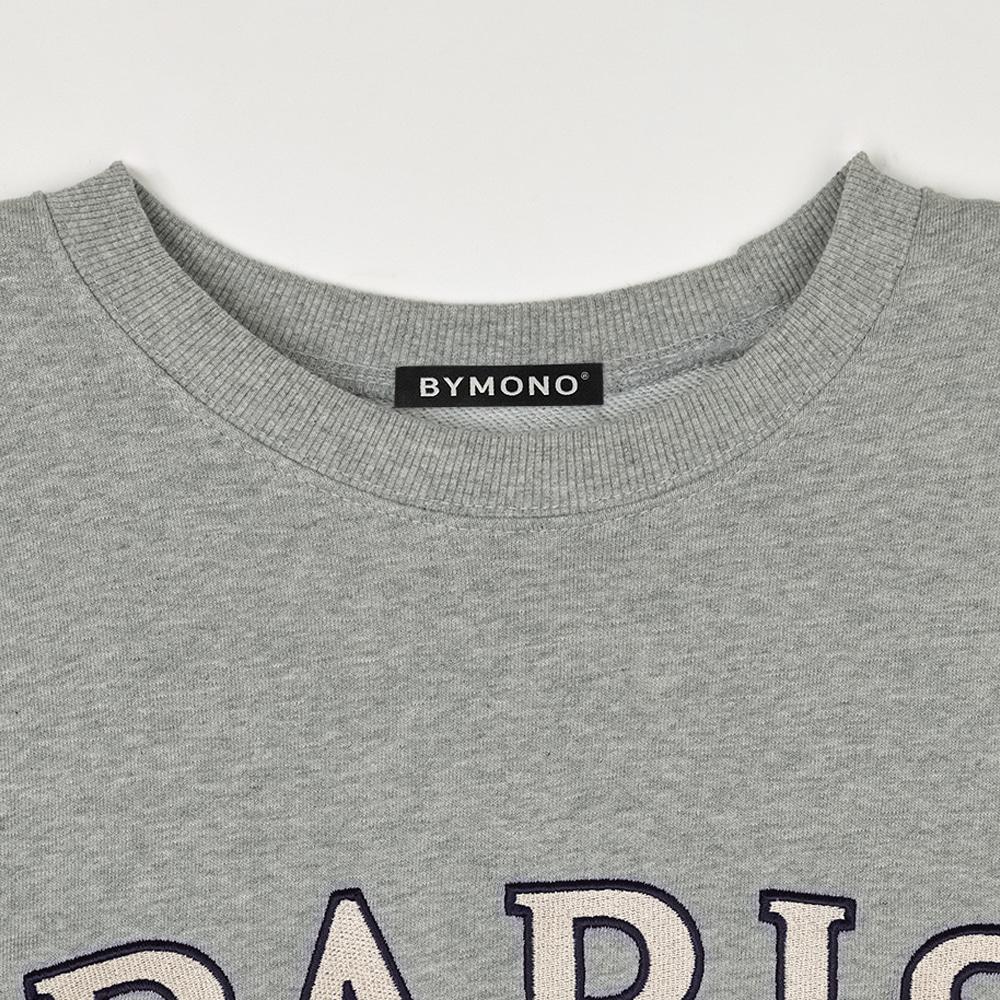 BYMONO [Большие размеры XL-6XL] Моно Париж Свободная толстовка с двойным флисом