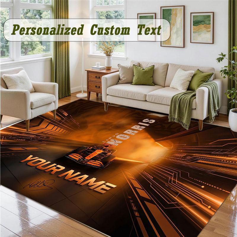 Crystal Velvet Square Rug Custom NameLando Norris Pattern Non Slip Home Floor Decor Rug