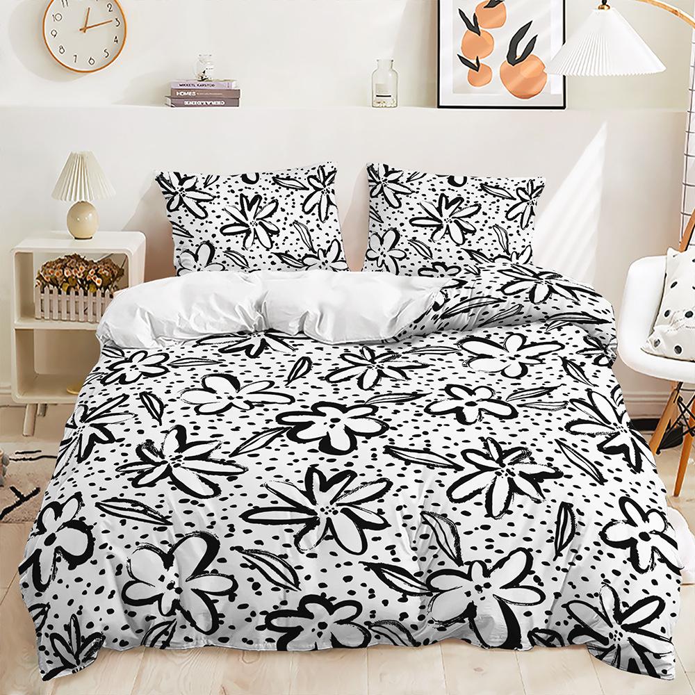 Пододеяльник в черно-белую полоску, наволочка, комплект из трех предметов, постельное белье, простой стиль