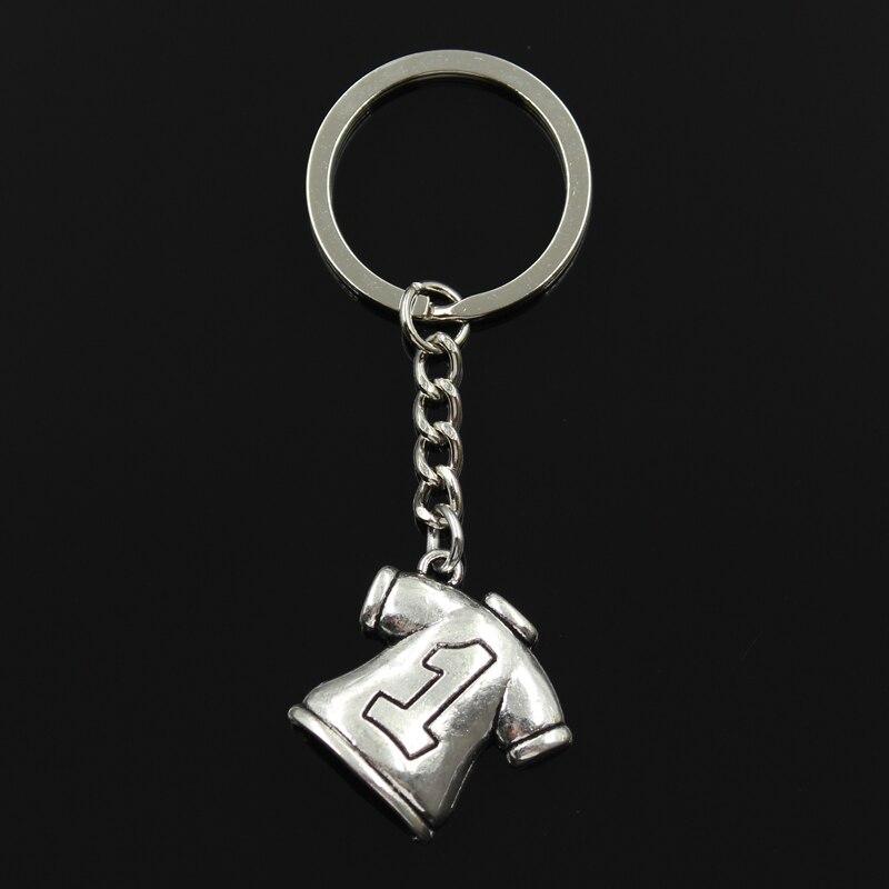 Fashion 30mm Key Ring Metal Key Chain Keychain Jewelry Antique Bronze Plated No.1 Football Clothes 25x26mm Pendant
