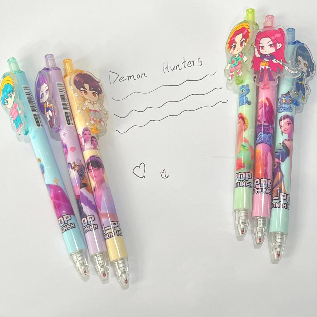 Cute Demon Hunters Anime K-POP Acrylic Topper Black Gel Pens, Kids Stationery for Student Study Supplies