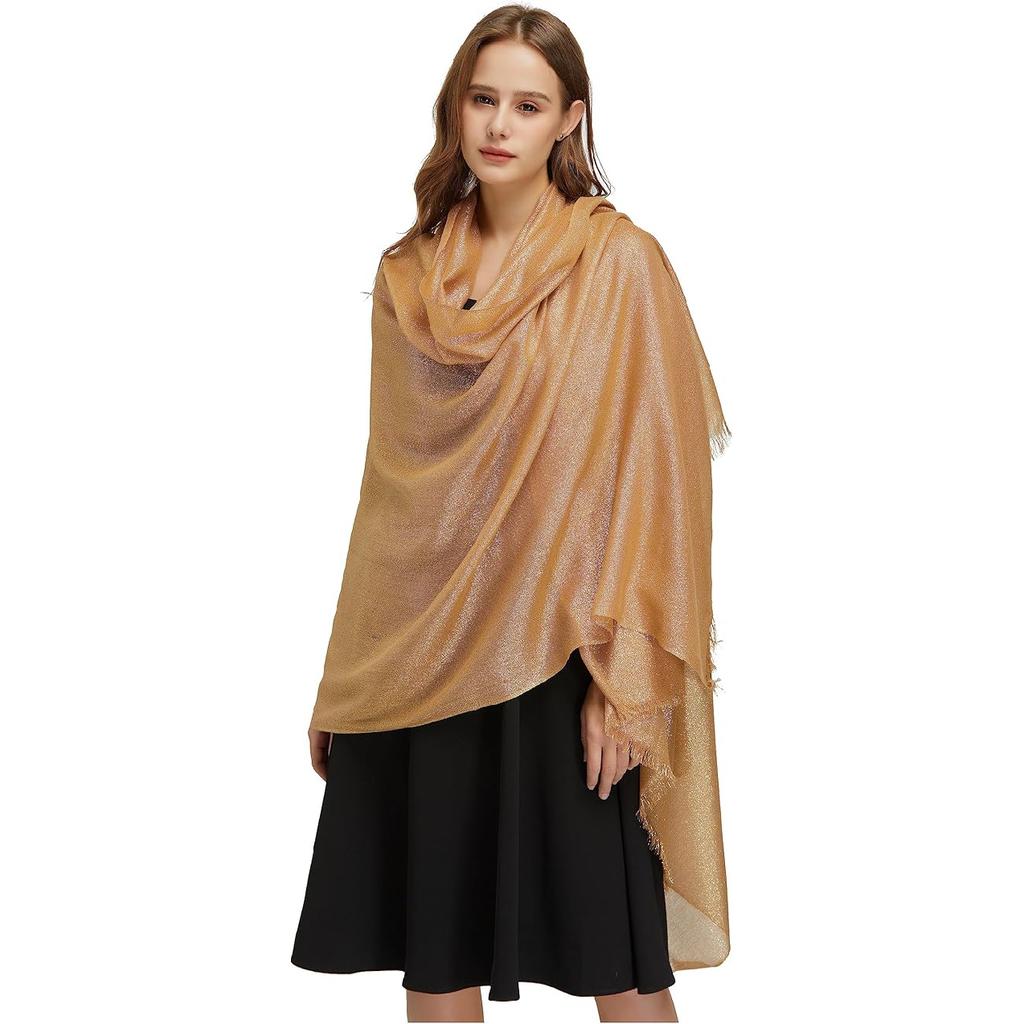 Women's Sparkling Metallic Evening Shawl Lightweight Shawl Extra Large Dressy Shawls and Wraps for Party