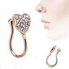 Women Fashion Glitter Heart Fake Non Piercing Clip-on Nose Ring Stud