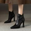 2024 Brand Women's Shoes Ankle Women's Boots Fashion Belt Buckle Office and Career Sexy Pointed Toe Plus Size Shoes for Women