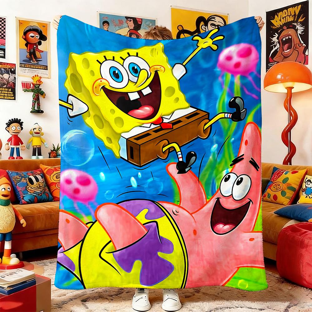 Throw Fluffy Soft Blankets S-Sponge-Bobs Sofa Blanket Bedspread on the Bed Home and Decoration Anime Bedspreads Picnic & Throws