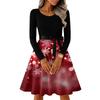 Women's Casual Fashion Round Neck Long Sleeve Christmas Printed Party Vintage Long Dresses