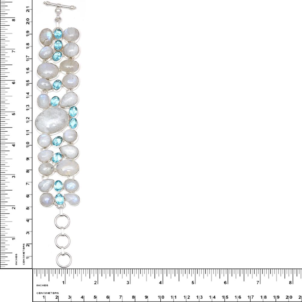 Комплект украшений из швейцарского голубого кварца с радужным лунным камнем, 16-18 дюймов