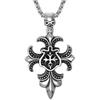 Lily Emblem Necklace Cross Necklace Surgical Stainless Steel 316L Venetian Chain Skull Charm Lily Pendant Flare Valentine Birthday Present Christmas