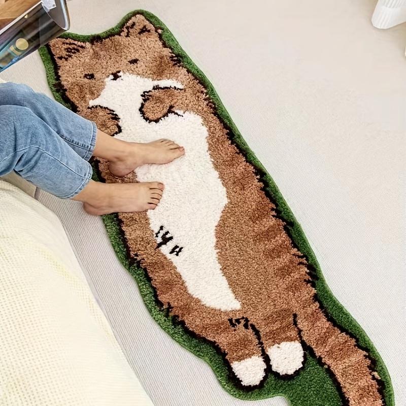 1 шт. Очень большой очаровательный ковер с изображением кошки — роскошно мягкий и нескользящий яркий рисунок с изображением мультяшного животного для спальни в помещении — прочный стильный коврик с акцентом