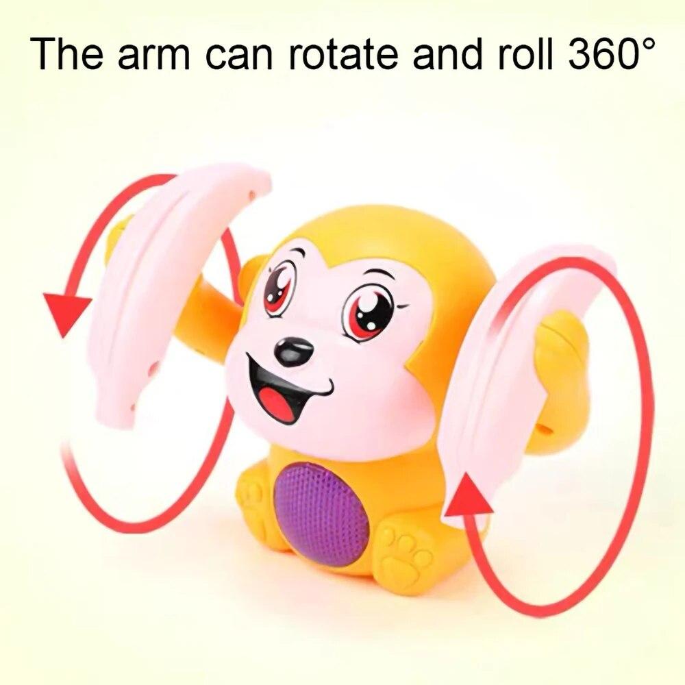 Voice-activated Tumble Monkey with Music Light Cute Toy Electronic Pet Crawling Toys Birthday Gift for Kids