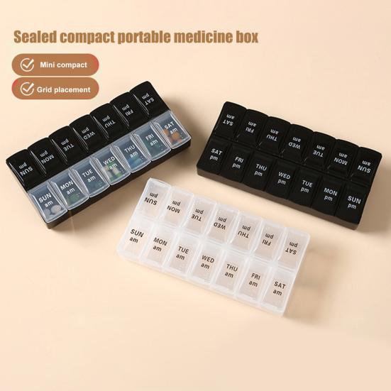 Pill Organizer with Letters Health Care Drop Resistance 7 Days Weekly Tablet Box Portable Classification Large Capacity
