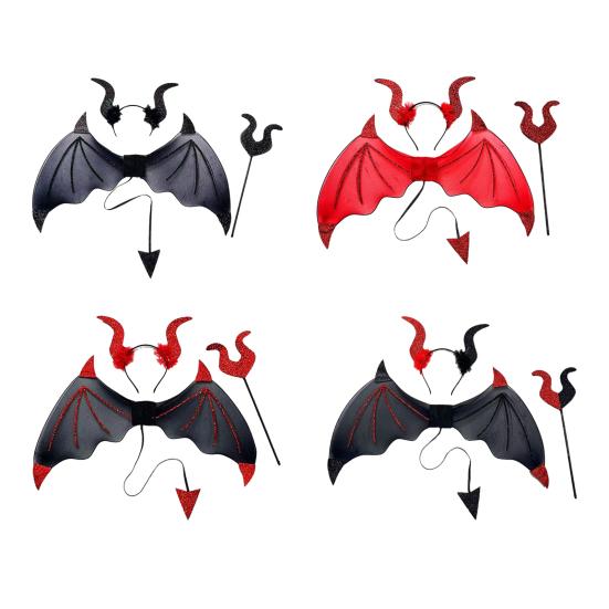 3 шт./компл. обруч для волос с крыльями дьявола, трезубец, вилка, демон, ролевая игра, повязка на голову, аксессуары для костюма на Хэллоуин