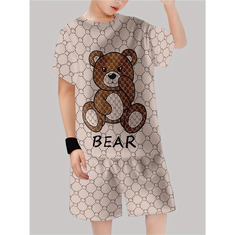 Children's Casual Set: Summer Boys' Fashionable Printed Short-Sleeve Shirt and Shorts Set