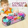 Kids Flashing Racing Car Toy Transparent Light Up Colorful LED Music Mechanical Gear Car Luminous Model Children Birthday Gift