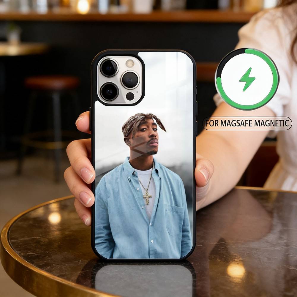 Rapper 2Pac Singer Phone Case For iPhone17,16,15,14,13,12,11 Plus,Pro Max Magnetic For Magsafe Wireless Charging