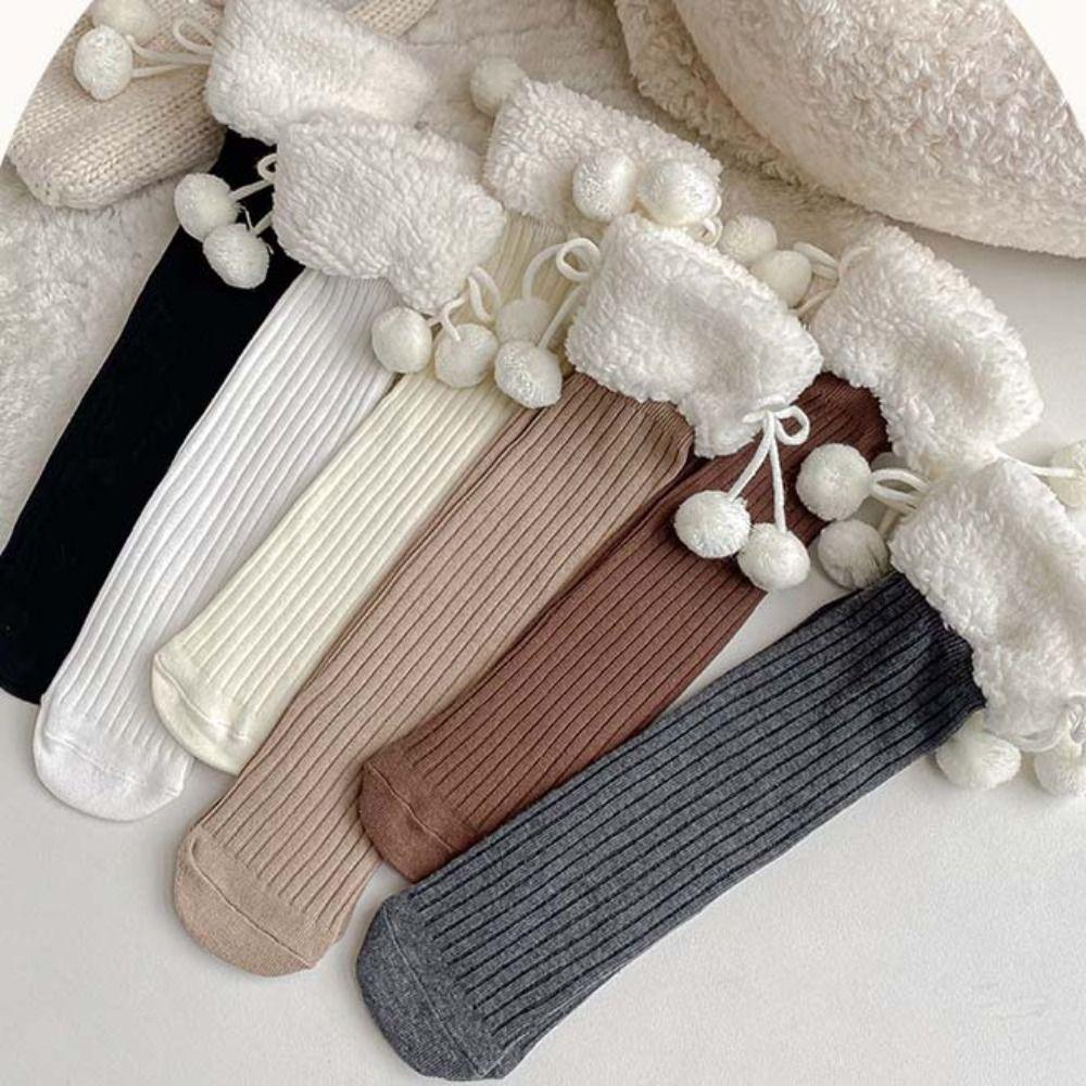 Long Tube Sock Plush Hosiery Autumn&Winter Bow Socks Fashion Design Lamb Wool Stocking  Women