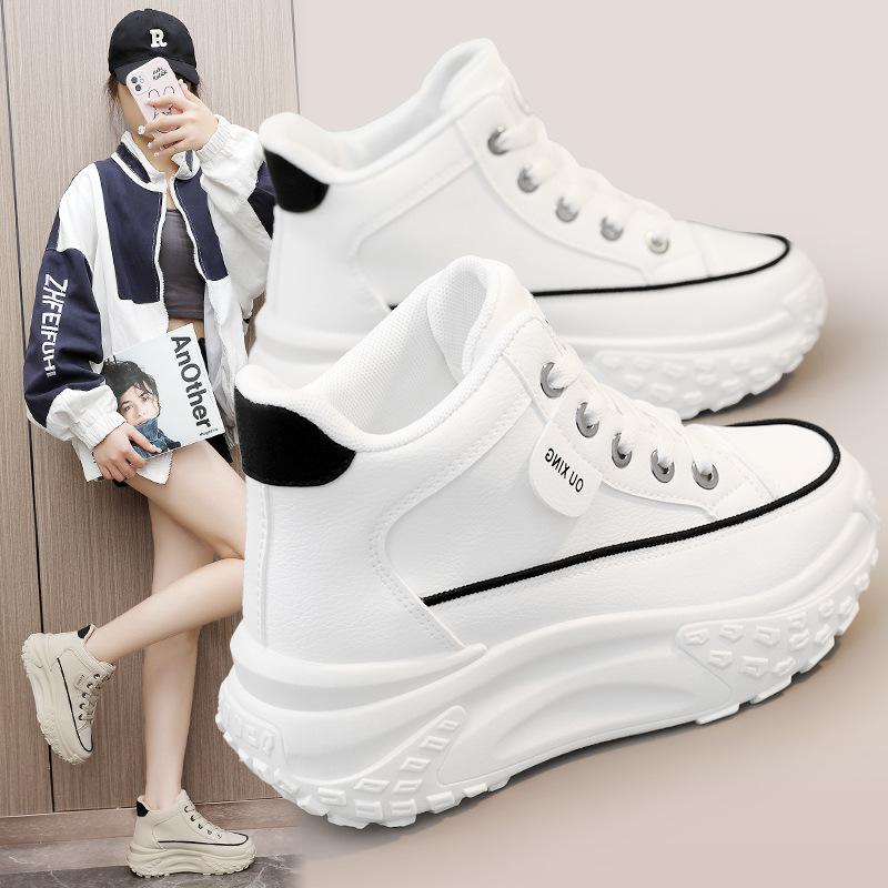 HY908 New Casual Board Shoes Autumn Fashion Breathable Shoes Heightened Platform Student Middle Help Korean Version Trend